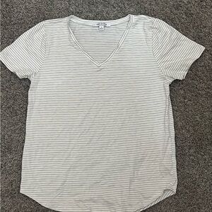 Green Envelope Gray Striped V-Neck Tee